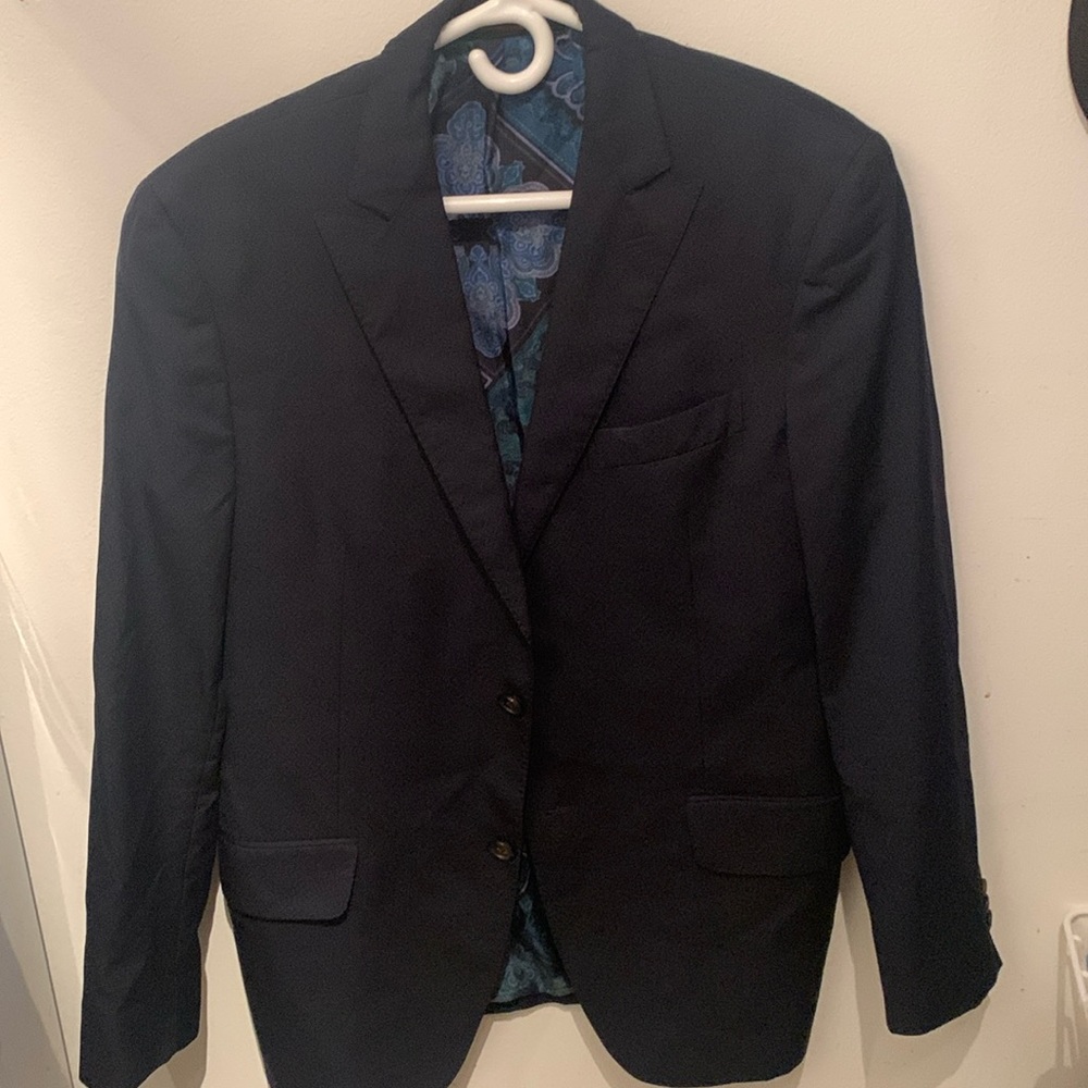 Incredible Etro Designer Suit Jacket Blazer w/ purple floral inner lining SZ 50